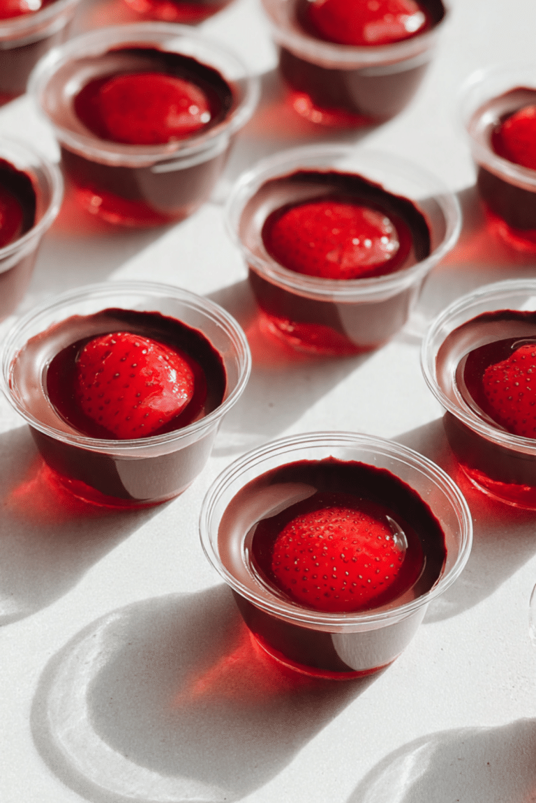 Chocolate-Covered Strawberry Jell-O Shots
