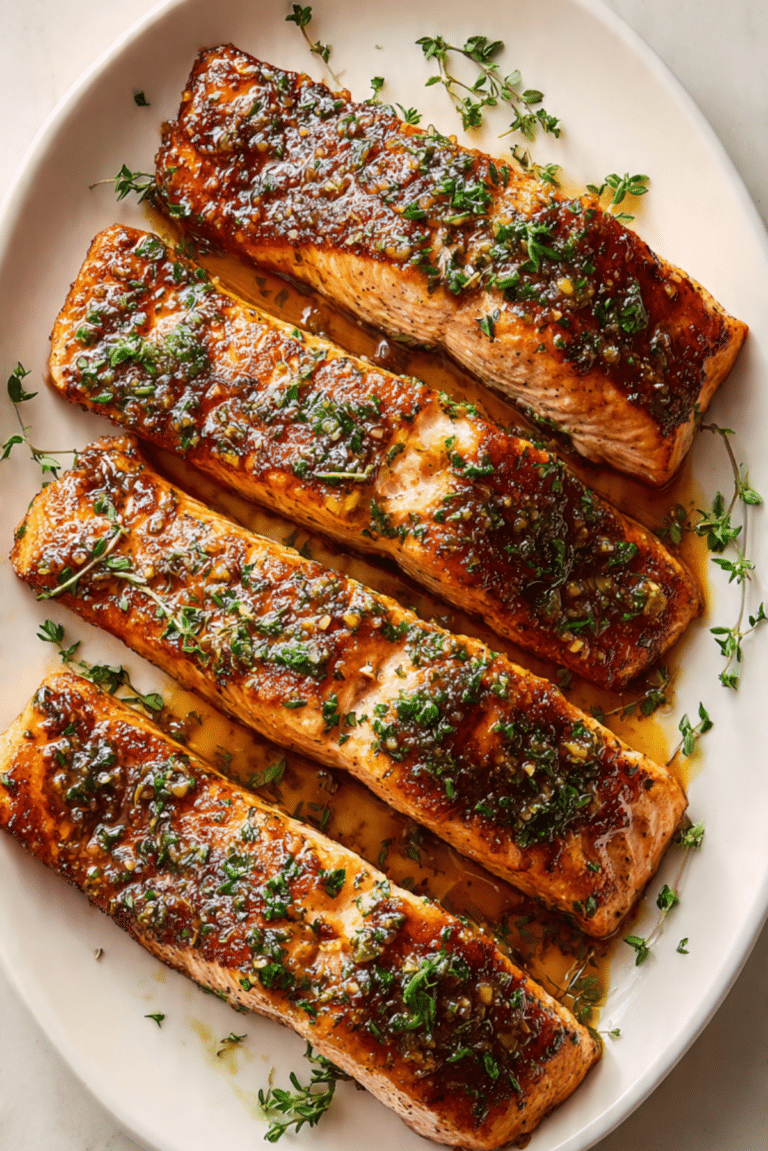 Broiled Salmon with Herb Mustard Glaze