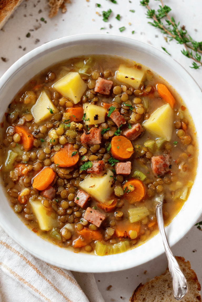 Root Vegetable Soup with Lentils and Gruyère