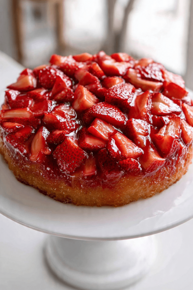 Strawberry Rhubarb Upside-Down Cake