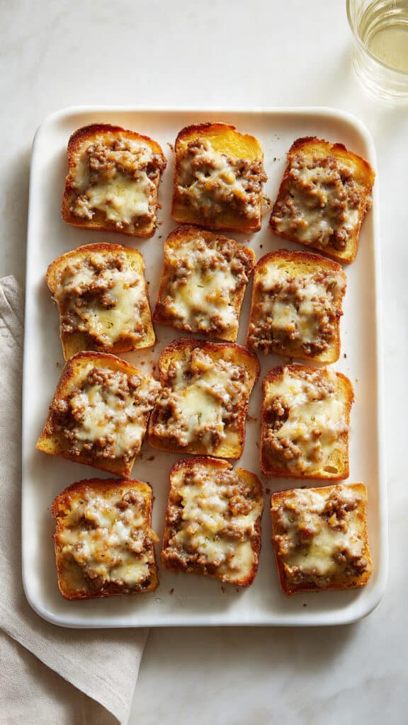 Cheesy Sausage Cocktail Toasts
